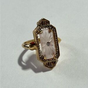 Vintage Avon Frostlights Pink Camphor Glass Ring Size 4.5 Pinky Ring Art Deco